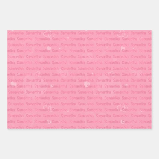 Roze naam en persoonlijk hart inpakpapier vel (Voorkant 3)