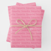 Roze naam en persoonlijk hart inpakpapier vel (In situ)