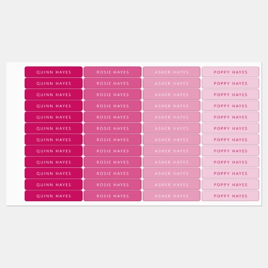 Roze naam Etiketten Labels (Vel)