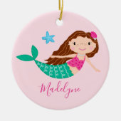 Roze naam kerstscript voor Zeemeermin Keramisch Ornament (Voorkant)