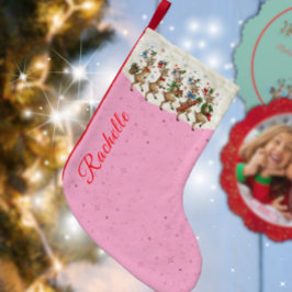 Roze Naam Marcherende Excentrieke Kerst Reindeer Kleine Kerstsok