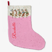 Roze Naam Marcherende Excentrieke Kerstherten Grote Kerstsok (Voorkant)