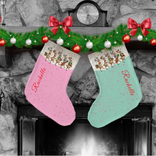 Roze Naam Marcherende Excentrieke Kerstherten Grote Kerstsok