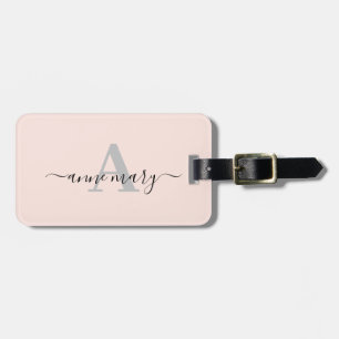 Roze naam monogram cadeau favoriet meisjesachtig bagagelabel