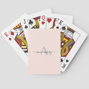 Roze naam monogram cadeau favoriet meisjesachtig pokerkaarten