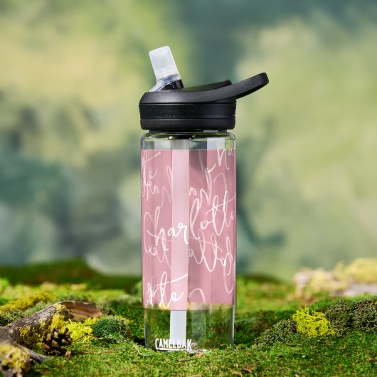 Roze naam Monogram Girl Waterfles (Buiten)