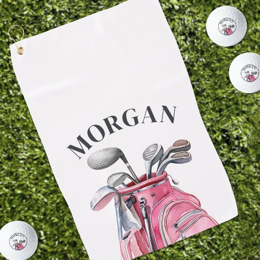 Roze Naam Monogram Golfhanddoek