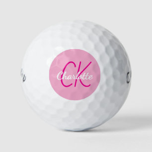 Roze naam monogram initialen golfballen