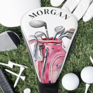 Roze Naam Monogram Persoonlijk Golfheadcover