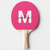 Roze Naam Monogram Tafeltennisbatje (Voorkant)