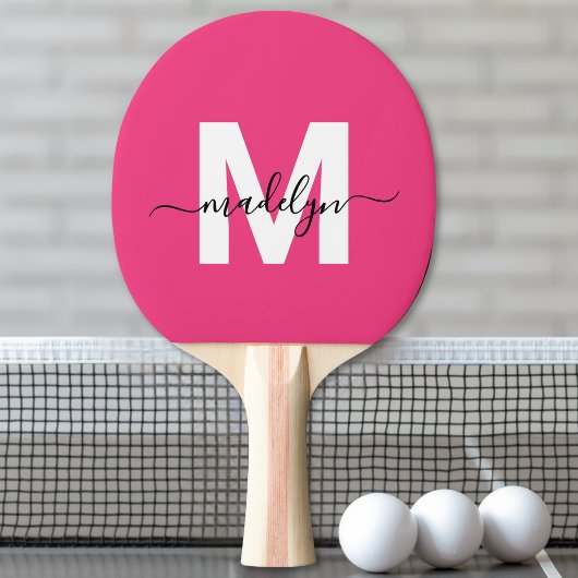 Roze Naam Monogram Tafeltennisbatje