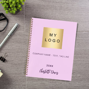 Roze naam script bedrijfslogo notitieboek