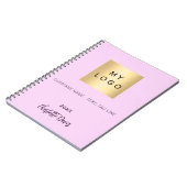 Roze naam script bedrijfslogo notitieboek (Linkerzijde)