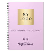 Roze naam script bedrijfslogo notitieboek (Voorkant)