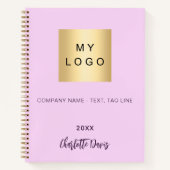 Roze naam script business logo notitieboek (Voorkant)
