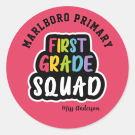 Roze naam van de school Voorrang van lerarenkorps Ronde Sticker