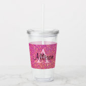 Roze naam van Glitter Monogram Acryl Drinkbeker (Voorkant)