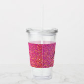 Roze naam van Glitter Monogram Acryl Drinkbeker (Rechts)