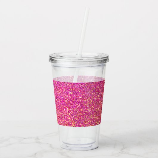 Roze naam van Glitter Monogram Acryl Drinkbeker (Achterkant)