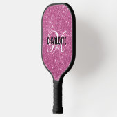 Roze naam van het glitterscript pickleball paddle (Links)