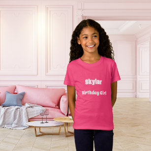 Roze naam verjaardag meisje t-shirt