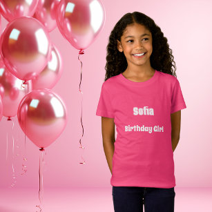 Roze naam verjaardag meisje t-shirt