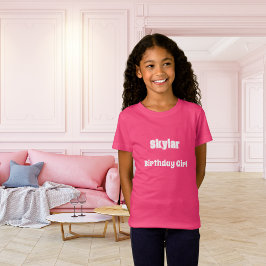 Roze naam verjaardag meisje t-shirt