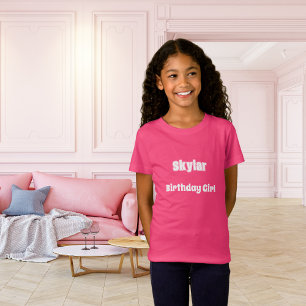 Roze naam verjaardag meisje t-shirt