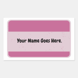 Roze naamlabel rechthoekige sticker
