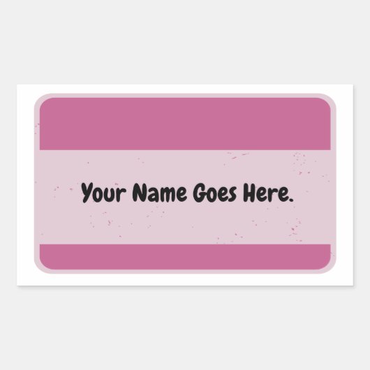 Roze naamlabel rechthoekige sticker (Voorkant)