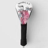 Roze naammonogram golfheadcover (Voorkant)
