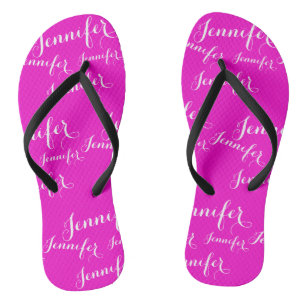 Roze - naampatroon Slim Straps Teenslippers
