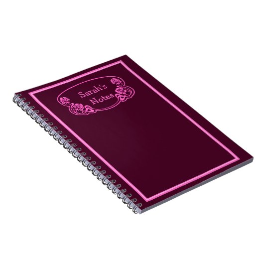 Roze  naamplaat notitieboek (Rechterzijde)