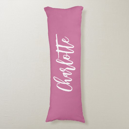 Roze naamscript lichaamskussen (Voorkant Verticaal)