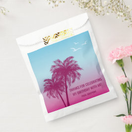 Roze naar blauwe lucht en palmbomen Verjaardag Bed Bedankzakje