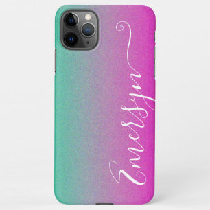  roze naar Blauwgroen ombre achtergrond aangepaste iPhone 11Pro Max Hoesje