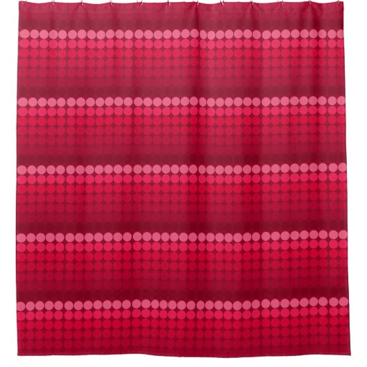 Roze naar rode mid century mod stippen cirkels douchegordijn (Voorkant)