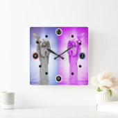 Roze nacht en dag engel vierkante klok (Huis)