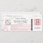 Roze nacht in Paris Graduparty Boarding Pass Kaart (Voorkant)