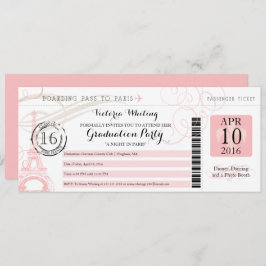 Roze nacht in Paris Graduparty Boarding Pass Kaart