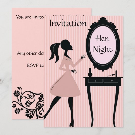 Roze  nacht uitnodiging (Voorkant / Achterkant)