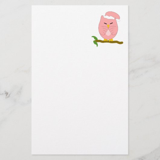 Roze Nachtuilontwerp Briefpapier (Voorkant)