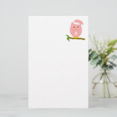 Roze Nachtuilontwerp Briefpapier (Staand voorkant)