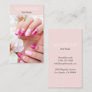 Roze Nagelkunstenaar Foto Visitekaartje