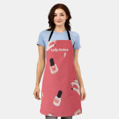 Roze Nagellak Fles Manicurist Professional Schort (Gedragen)