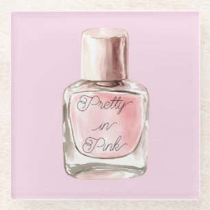 Roze nagellak glazen onderzetter