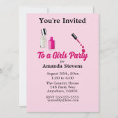 Roze nagellak pyjama feest uitnodiging (Voorkant)