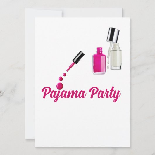 Roze Nagellak Pyjama Party Uitnodiging (Achterkant)