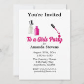 Roze Nagellak Pyjama Party Uitnodiging (Voorkant)