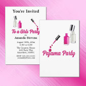 Roze Nagellak Pyjama Party Uitnodiging